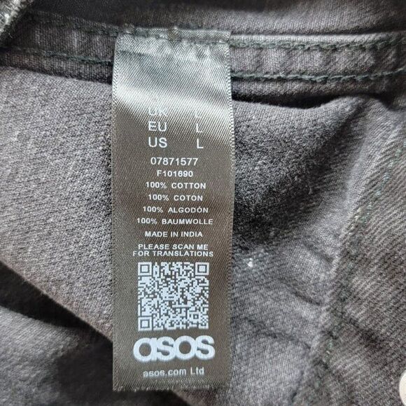 ASOS Men's Black Denim Jacket Size Large Buttons 100% Cotton - Picture 5 of 9